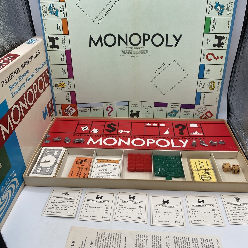 Vintage 1961 MONOPOLY Board Game Parker Brothers Classic Original 99% Complete